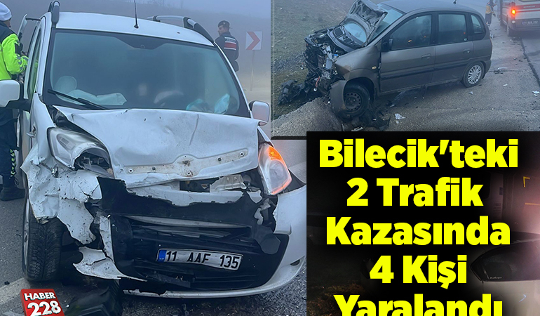 Bilecik’teki 2 trafik kazasında 4 kişi yaralandı