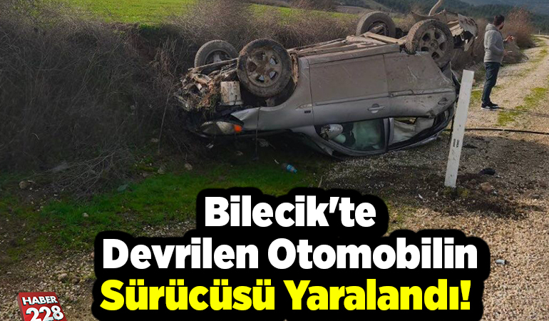 Bilecik’te devrilen otomobilin sürücüsü yaralandı