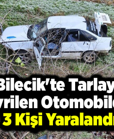 Bilecik'te tarlaya devrilen otomobildeki 3 kişi yaralandı