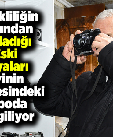 Emekliliğin ardından topladığı eski eşyaları evinin bahçesindeki depoda sergiliyor