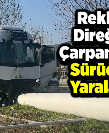 Reklam direğine çarpan tırın sürücüsü yaralandı