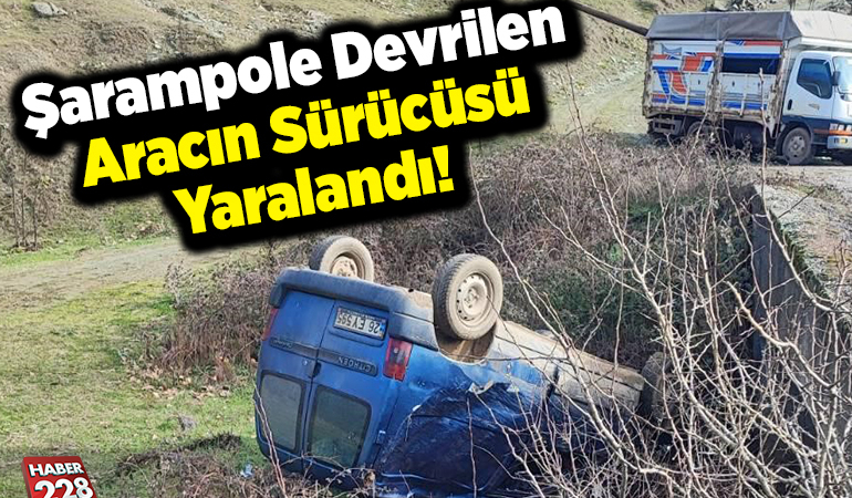 Şarampole devrilen panelvanın sürücüsü yaralandı