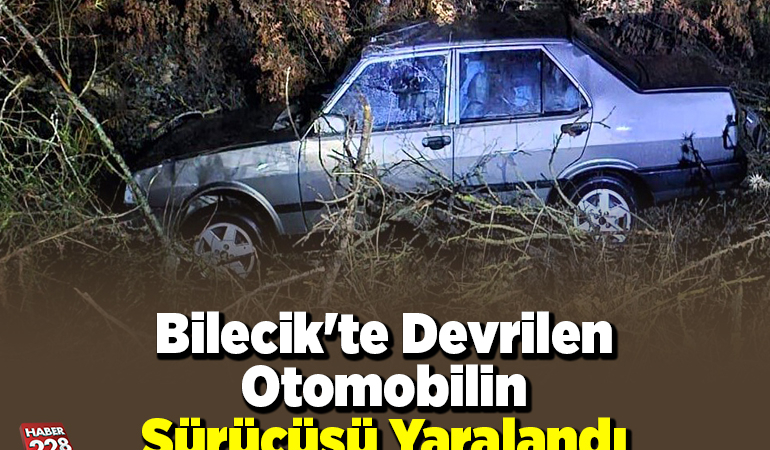 Bilecik’te devrilen otomobilin sürücüsü yaralandı