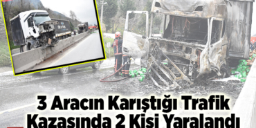 3 aracın karıştığı trafik kazasında 2 kişi yaralandı