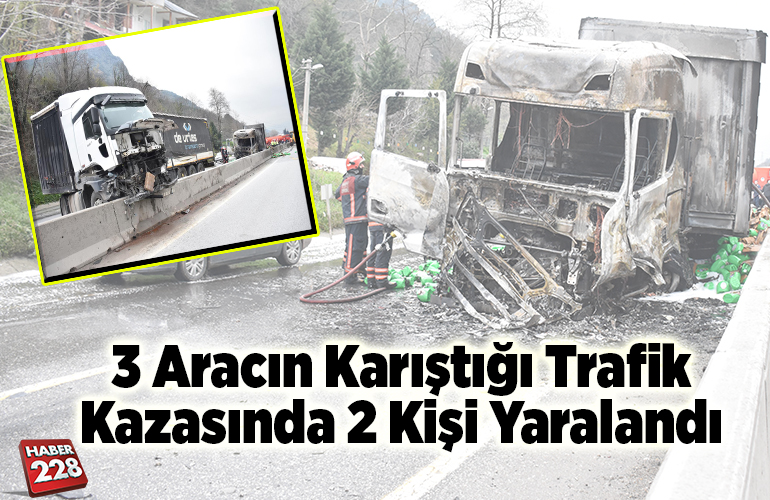 3 aracın karıştığı trafik kazasında 2 kişi yaralandı