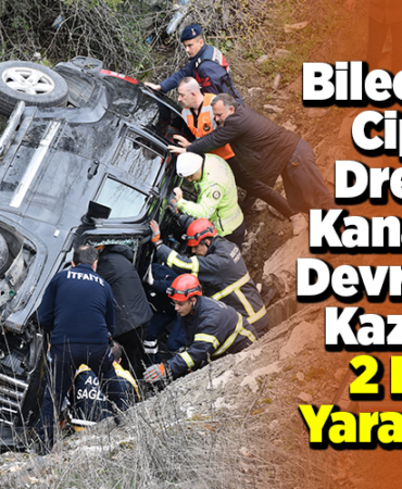 Bilecik'te cipin drenaj kanalına devrildiği kazada 2 kişi yaralandı