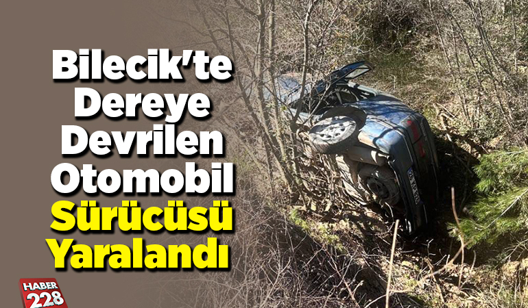 Bilecik’te dereye devrilen otomobil sürücüsü yaralandı
