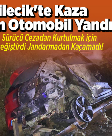 Bilecik'te kaza yapan otomobil yandı