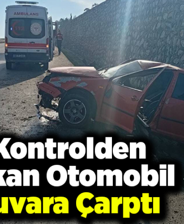 Bilecik'te kontrolden çıkan otomobil duvara çarptı