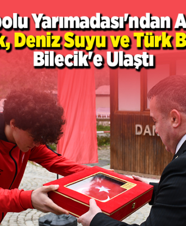 Gelibolu Yarımadası'ndan alınan toprak, deniz suyu ve Türk bayrağı Bilecik'e ulaştı