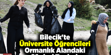 Bilecik'te üniversite öğrencileri ormanlık alandaki çöpleri topladı