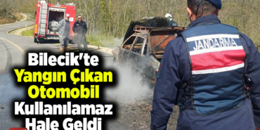 Bilecik'te yangın çıkan otomobil kullanılamaz hale geldi