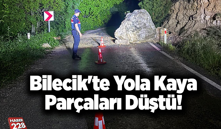Bilecik’te yola düşen kaya parçaları düştü!