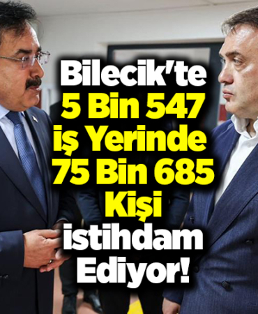 Bilecik'te 5 bin 547 iş yerinde 75 bin 685 kişi istihdam ediyor!