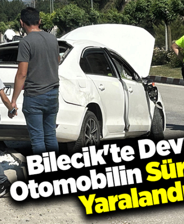 Bilecik'te devrilen otomobilin sürücüsü yaralandı