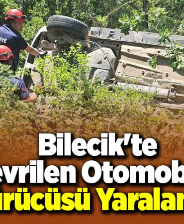 Bilecik'te devrilen otomobilin sürücüsü yaralandıI