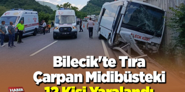 Bilecik'te tıra çarpan midibüsteki 12 kişi yaralandı