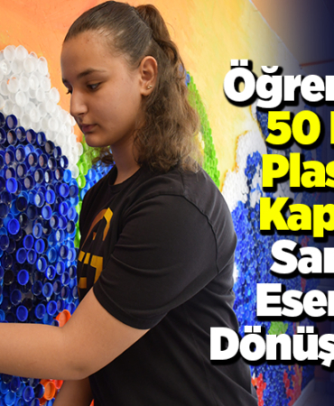 Öğrenciler 50 bin plastik kapağı sanat eserine dönüştürdü