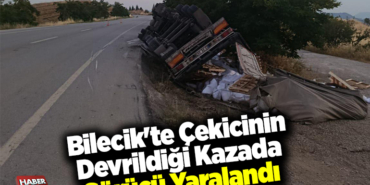 Bilecik'te çekicinin devrildiği kazada sürücü yaralandı