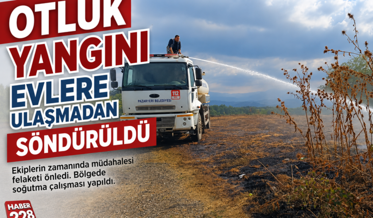 Otluk yangını evlere ulaşmadan söndürüldü