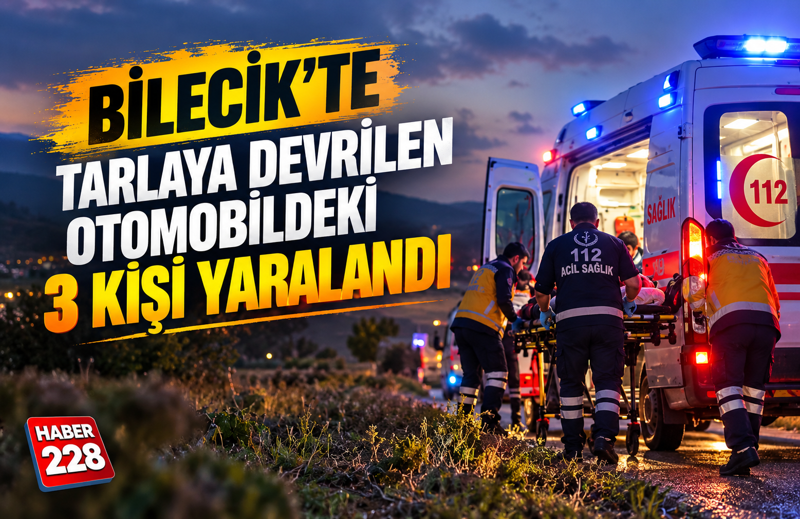 Bilecik’te tarlaya devrilen otomobildeki 3 kişi yaralandı