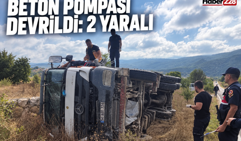 Bilecik’te beton pompası aracının devrildiği kazada 2 kişi yaralandı