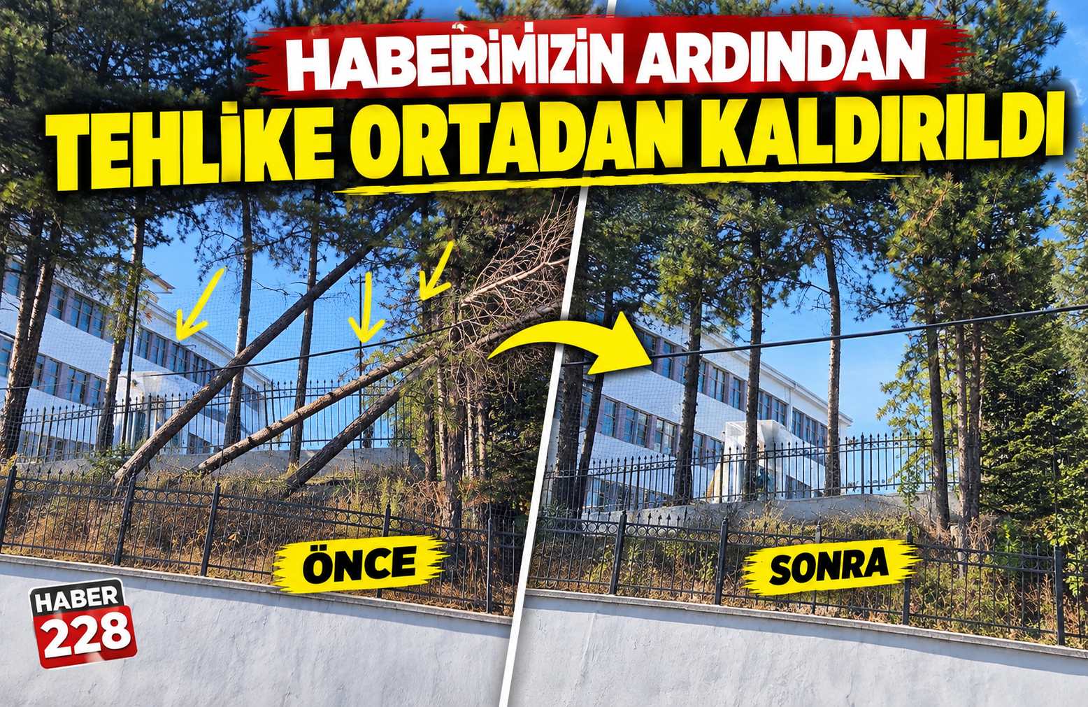 Haberimizin Ardından Harekete Geçildi: Okul Önündeki Tehlike Ortadan Kaldırıldı