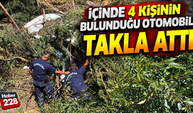 İçinde 4 kişinin bulunduğu otomobil takla attı