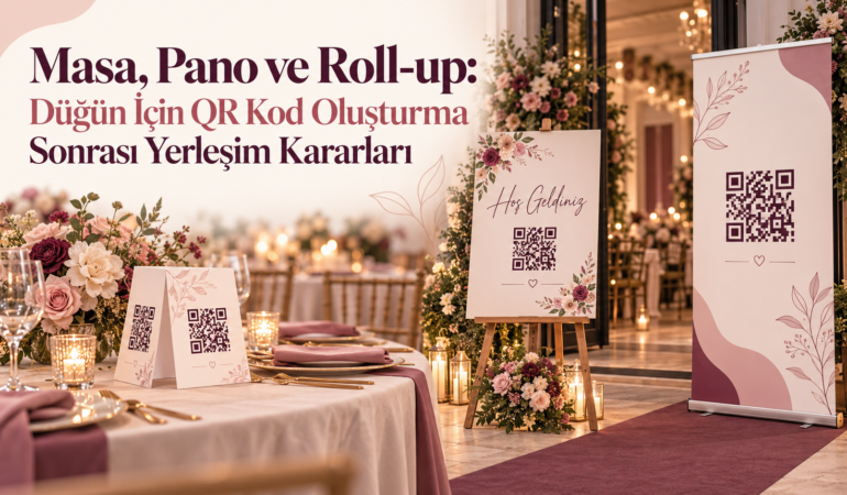 Masa, Pano ve Roll-up Düğün İçin QR Kod Oluşturma Sonrası Yerleşim Kararları